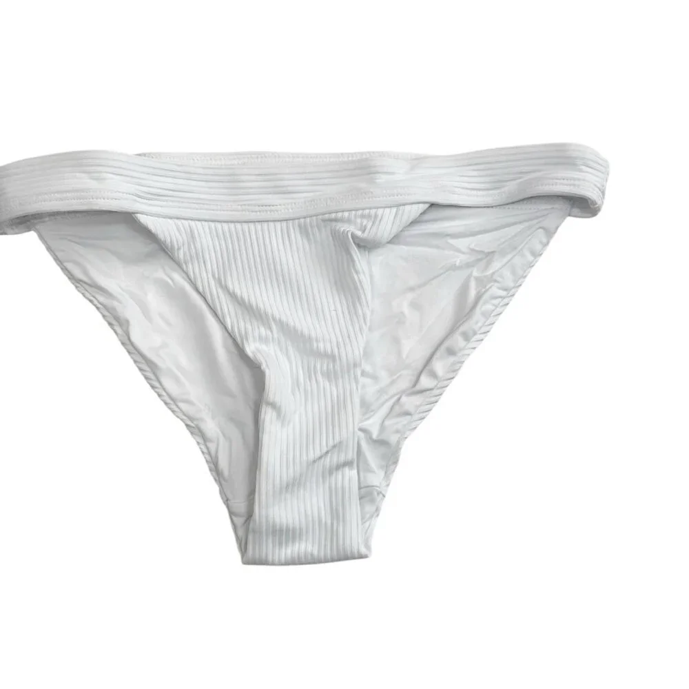 Andie Women's XS Banded Cheeky Rib Swim Bottom Bikini‎ White NWT